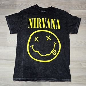 Nirvana T Shirt Vintage Acid Wash Black Size M NWOT